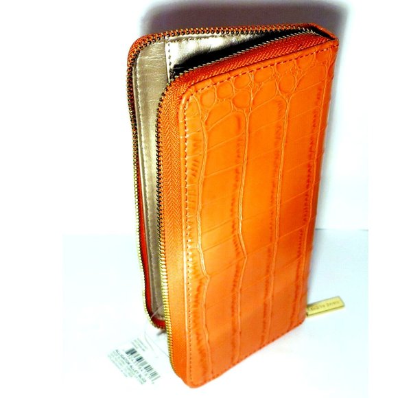 ANNE KLEIN - Trendy Orange Zip Around Wallet - ALLIGATOR ALLEY SLGS - Picture 5 of 7